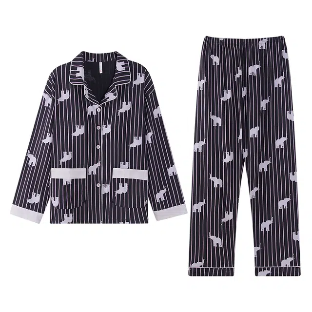 芬腾可安 秋冬季纯棉舒适柔软带固定杯垫一体式家居服睡衣套装 女款