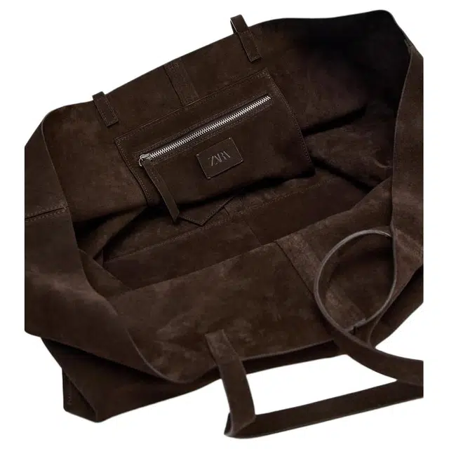 ZARA Leather Tote Bag Chocolate Large