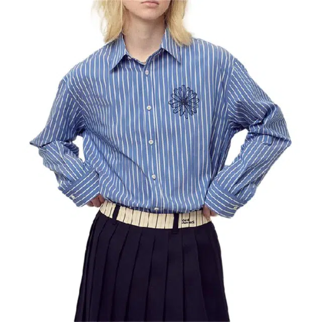 MARDI MERCREDI FW25 COTTON SHIRT STRIPE_BLUE NAVY