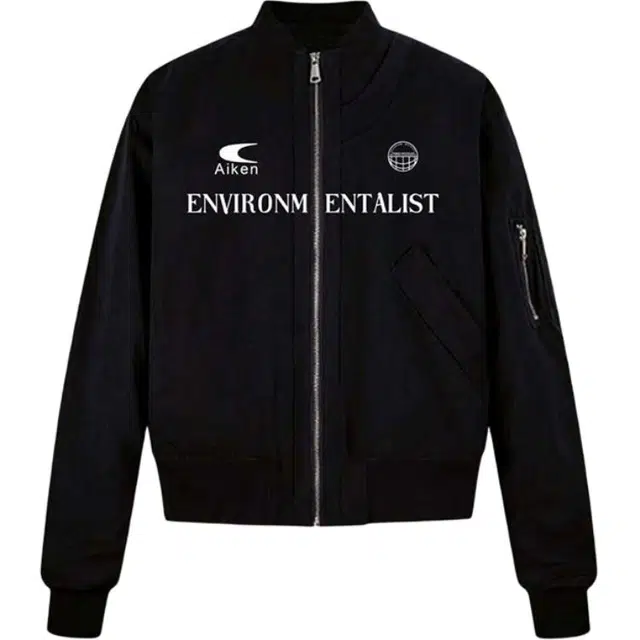 爱肯 美式复古高街纯色设计感棒球领拼接街头痞帅基础侧边口袋长袖工装潮流舒适百搭宽松休闲落肩垂感直筒飞行员夹克 男女同款