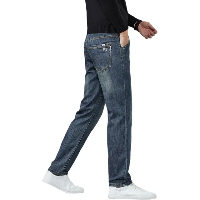 潮人榜 美式秋冬高端潮牌直筒宽松厚款弹力裤子百搭休闲男裤牛仔裤 男款