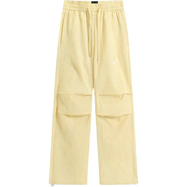 华夏儿女 潮流多巴胺撞色条纹宽松褶皱设计感舒适阔腿百搭伞兵裤休闲裤 男女同款