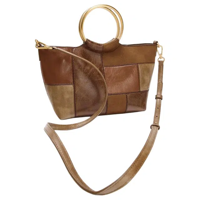 ZARA Plaid Mini Shoulder Bag Brown