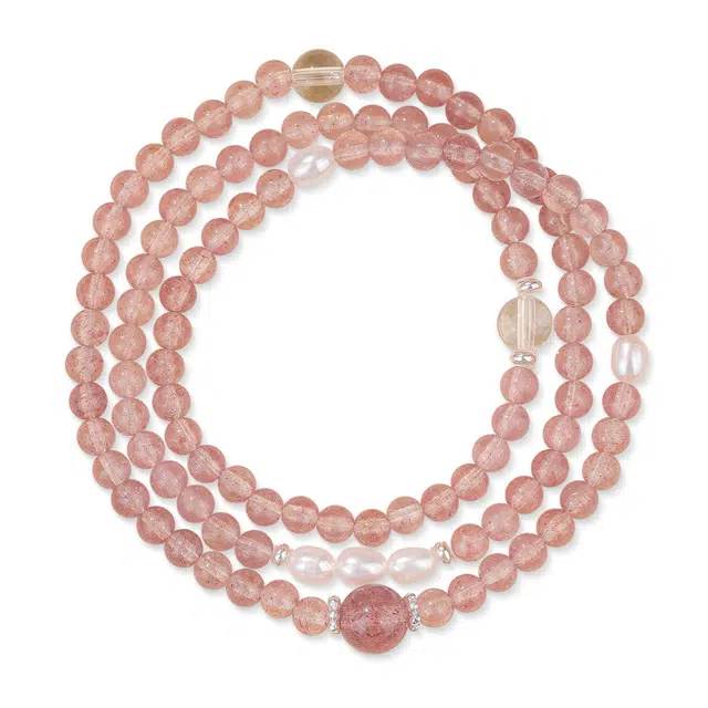 谧月珠宝 桃之夭夭气质显白高级感平静心灵浪漫国风姻缘美满佳人相伴做个富婆水逆退散轻奢风转运礼盒天然 草莓晶 水晶手串 男女同款情侣款