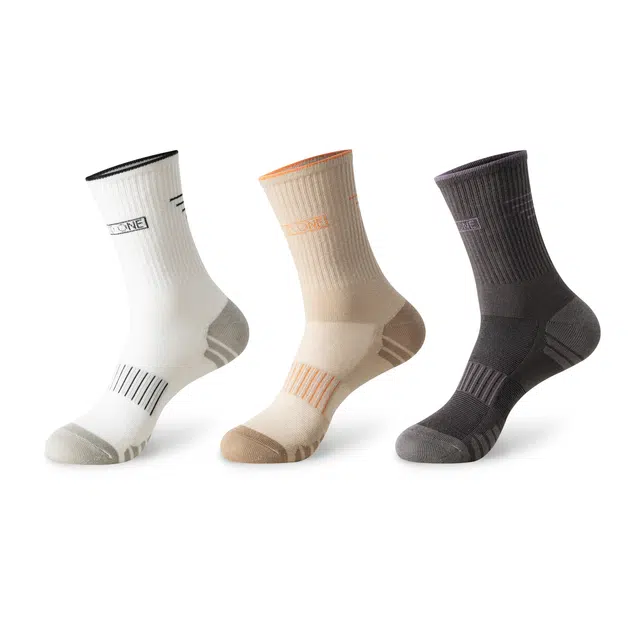 恒源祥 纯色吸湿排汗抗起球无骨设计运动休闲四季款舒适中筒袜 男款