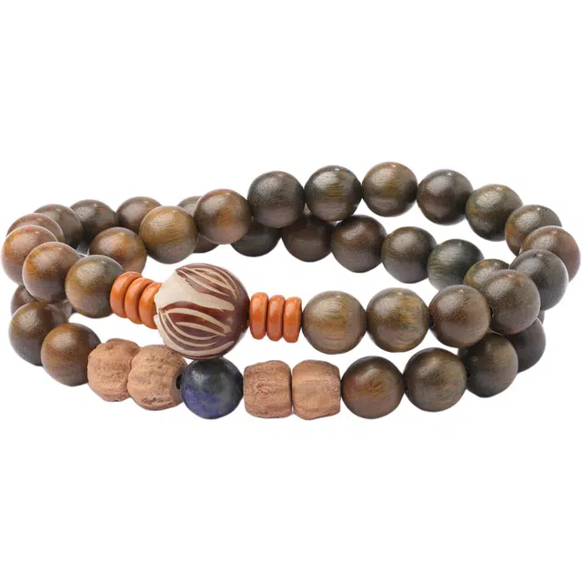 三檀小舍 国风国潮新中式 好运连连有钱花时来运转复古风考试考 研上岸转运纳福蒸蒸日上佛珠招财平安#好运 绿檀 手串 男女同款情侣款