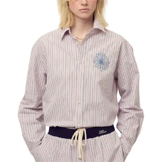 MARDI MERCREDI FW25 COTTON SHIRT STRIPE_PINK BLUE