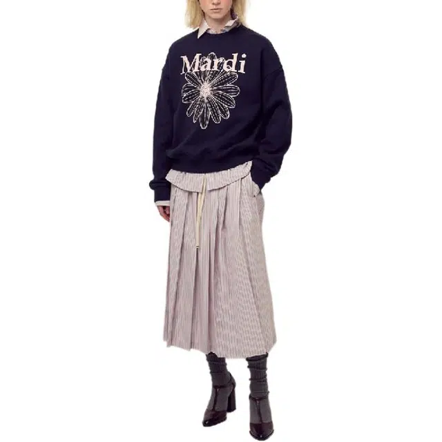 MARDI MERCREDI FW25 SWEATSHIRT FLOWERMARDI_NAVY PALEPINK