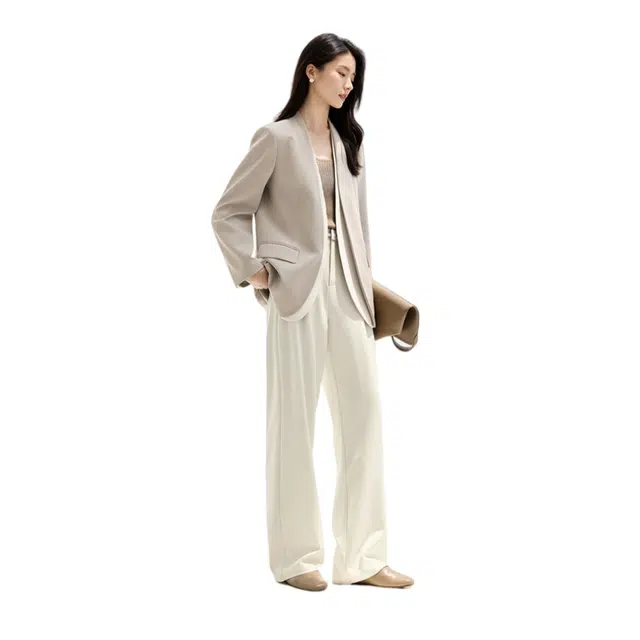 佐塞斯 高端品质百搭舒适高级感无领假两件外套秋季时尚气质西服简约上衣西装 女款