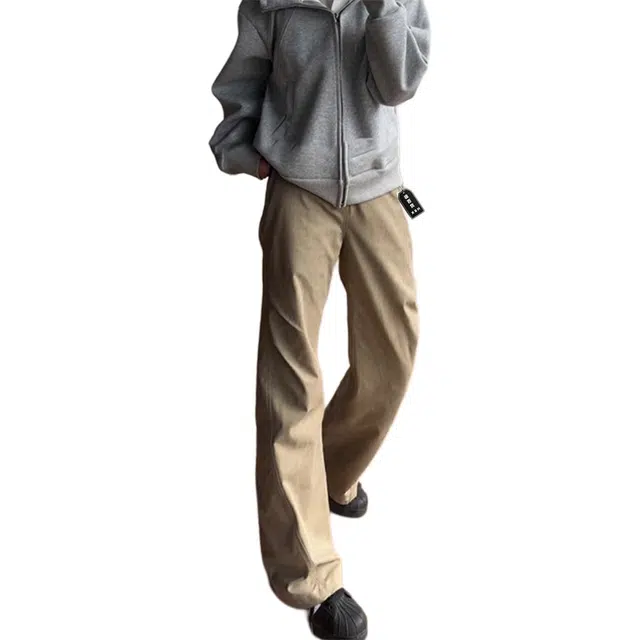 徐百货 美拉德拼接工装裤春秋季美式垂感褶皱阔腿裤显瘦高级感百搭直筒裤休闲裤 男女同款