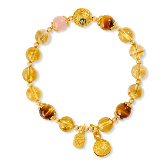谧月珠宝 金霸大综合八方来财强吸金祥瑞招财吞金兽财运亨通小众钱币福袋满满贵气感古典穿搭转运礼盒好运天然 黄水晶 手串 男女同款情侣款