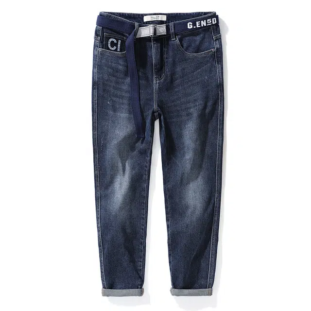 潮人榜 秋季高端潮牌刺绣设计感男士裤子修身小直筒休闲百搭时尚潮流微哈高级感柔软舒适牛仔裤 男款