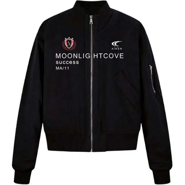 爱肯 美式潮牌高街复古重磅简约基础款印花解构拼接户外通勤防风保暖街头痞帅潮流舒适百搭宽松休闲落肩垂感飞行员夹克 男女同款