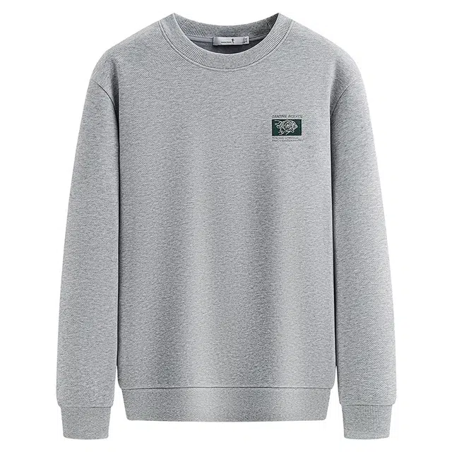 与狼共舞 加绒加厚简约时尚重工刺绣小标柔软舒适亲肤保暖圆领卫衣 男款