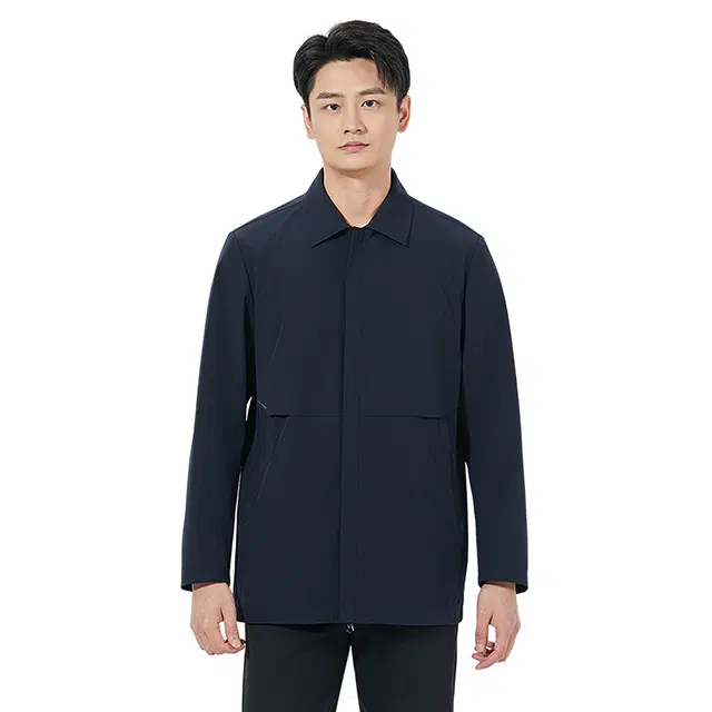 利郎 商务休闲纯色质感简约百搭翻领秋季风衣 男款