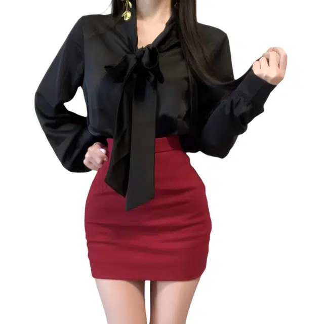 小卷要加油 优雅简约百搭长袖舒适时尚通勤裙装套装 女款