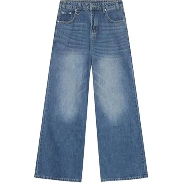 爱肯 美式复古高街亲肤水洗直筒外穿通勤潮流高级感修身显高显瘦时尚休闲舒适百搭弯刀版型牛仔裤 男女同款