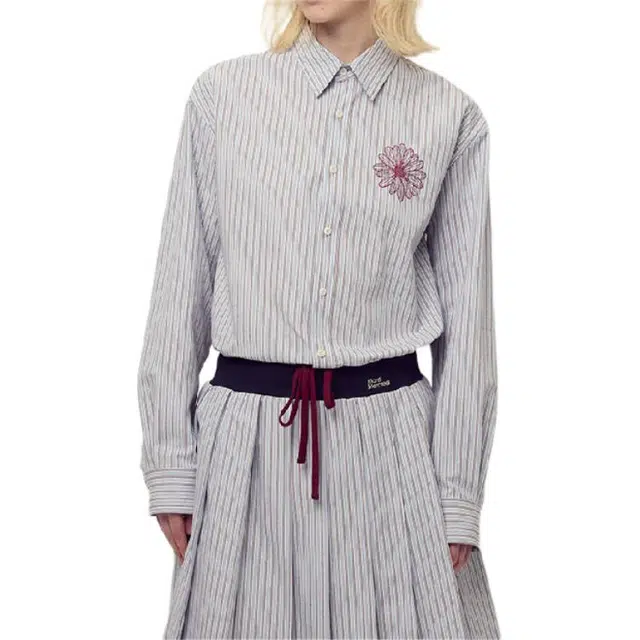 MARDI MERCREDI FW25 COTTON SHIRT STRIPE_BLUE BURGUNDY