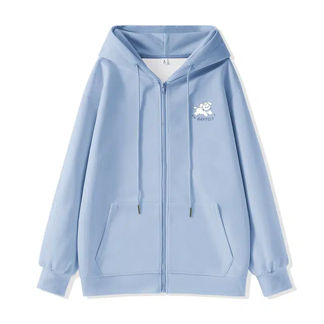 棉致 皇冠小狗狗简约纯色牛奶丝复合抗皱无性别主义宽松落肩休闲卫衣 男女同款