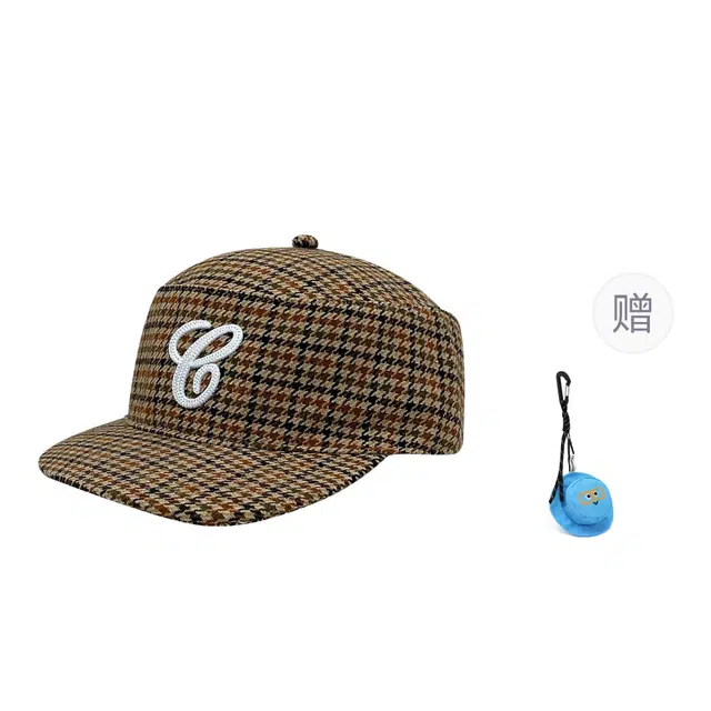 氧气樱桃 平顶复古立体刺绣拼接宽帽檐格纹千金感 棉 棒球帽 男女同款情侣款