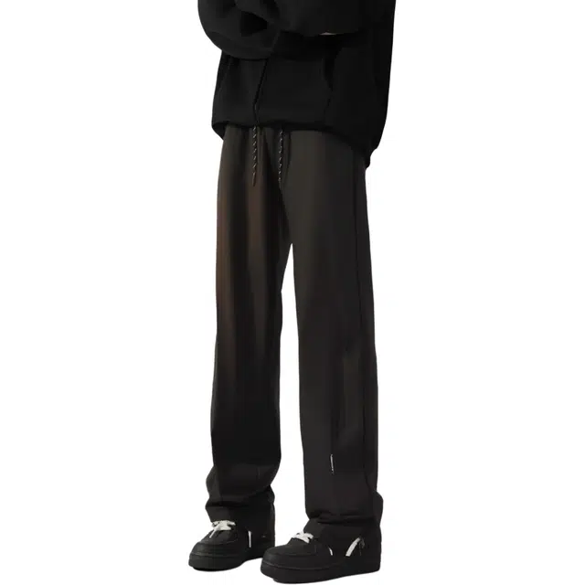 八哥 美式复古高街纯色设计感拉链潮流舒适品宽松百搭通勤套头阔腿简约直筒垂感休闲裤 男女同款