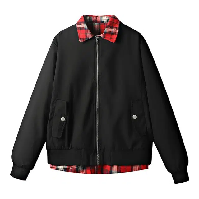 金盾 秋季情侣假两件上衣外套休闲夹克 男女同款