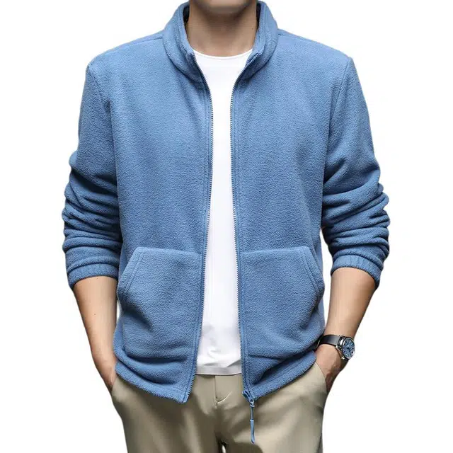 卡丹狄诺 澳粒绒抓绒衣男长袖立领宽松户外休闲摇粒绒男秋冬打底保暖潮流百搭纯色开衫绒感夹克外套 男女同款