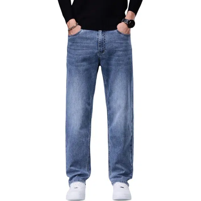 金盾 加绒弹力加厚直筒宽松牛仔裤 男款