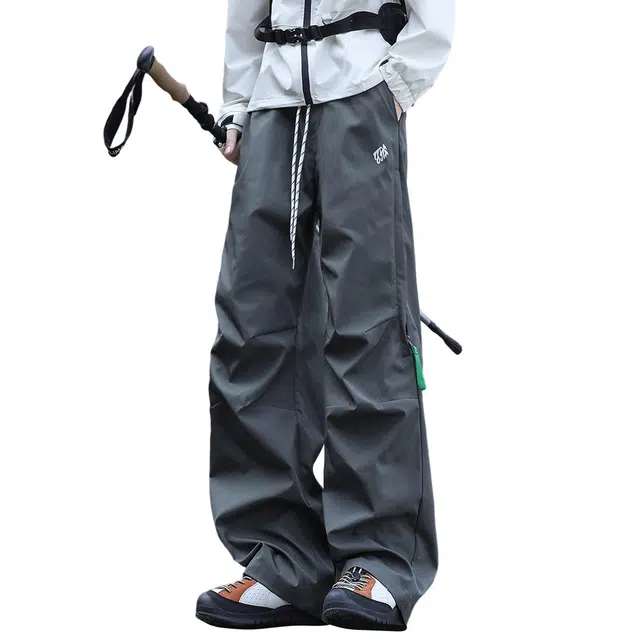 顶峰保罗  户外登山徒步通勤骑行工装这种伞兵裤美式机能风无性别主义潮牌宽松大码百搭阔腿长裤子显高显瘦直筒高街垂感休闲裤 男女同款