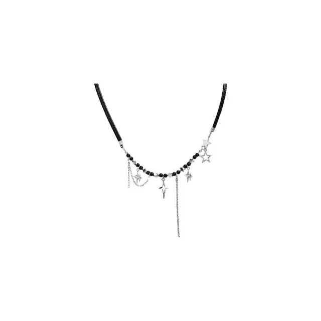 清脆小溪 流苏星星锁骨链轻奢高级五角星冷淡风嘻哈潮酷小众设计辣妹个性百搭 合金 项链 女款
