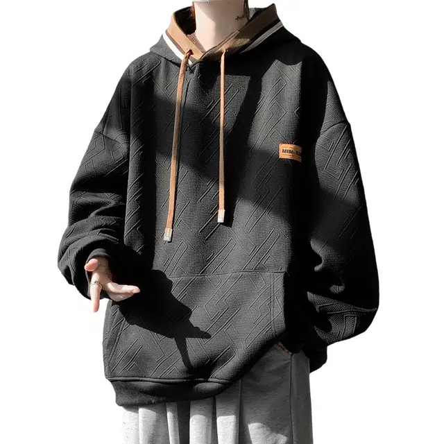 顶峰保罗 美式重磅复古拼接撞色小众设计简约百搭潮牌卫衣 男女同款