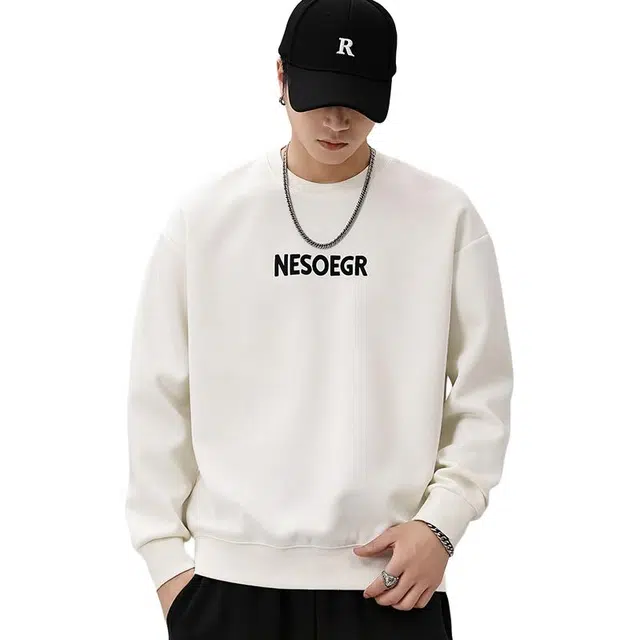 协协乐 春秋季宽松圆领早秋潮牌时尚简约百搭衣服小众设计款卫衣 男款