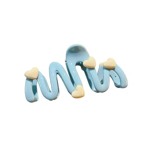 希铃 奶油色系 爱心波浪 可爱发夹鲨鱼夹 女款