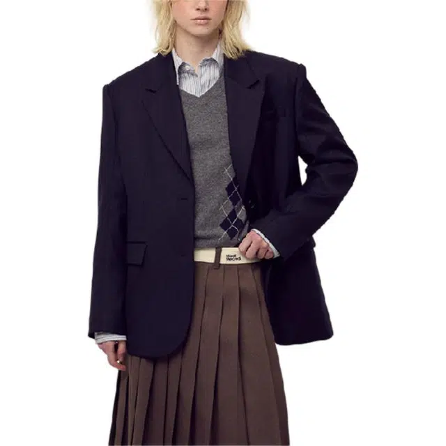 MARDI MERCREDI FW25 WOOL OVERSIZED SINGLE JACKET_NAVY