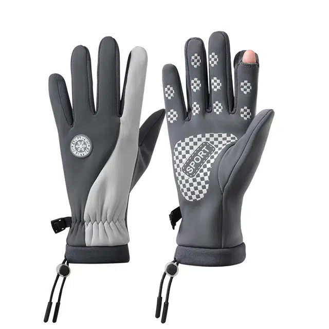 南极人 骑行冬季加绒防风防寒户外骑车电动车开车防滑露指可触屏 加厚 保暖手套 女款