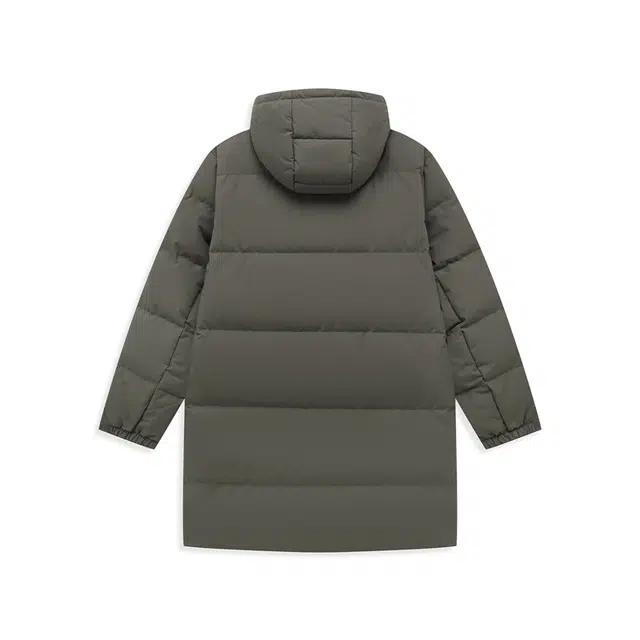 特步 综训系列 舒适休闲纯色简约连帽中长款羽绒服 男款 亚墨绿