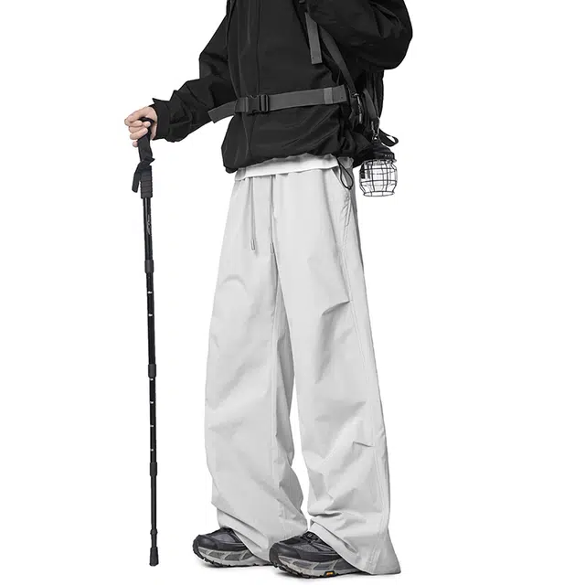 顶峰保罗 纯色宽松直筒运动伞兵裤青少年春秋穿搭美式潮牌高级感情侣潮流百搭通勤阔腿休闲裤 男女同款