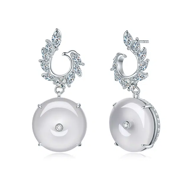 【凤羽平安】 翠雅金楼 新中式扣 顺遂好事圆满贵气典雅古韵 国风时尚轻奢高级感百搭优雅气质#好运 玉髓 耳环 女款