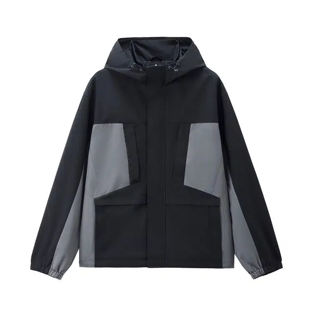 佐丹奴 撞色破骨连帽多口袋梭织外套夹克 男款