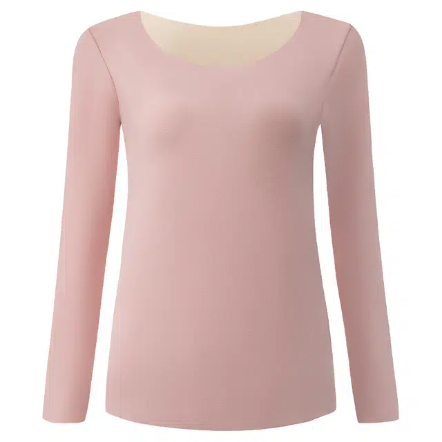 二三二三  隐形无痕纯色大码秋衣亲肤柔软保温贴身内衣加厚加肥舒适长袖打底衣日常通勤百搭简约保暖上装 女款