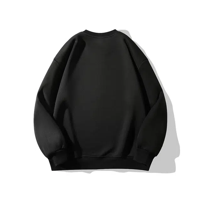 一碗士多 美式纯色百搭高街小众复古字母简约宽松舒适户外运动日常通勤设计感内搭个性圆领落肩袖卫衣 男女同款