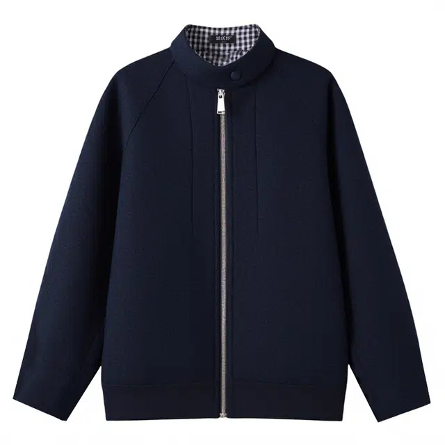 潞优野 时尚百搭正反两穿格纹立领短上衣秋季款牛仔外套 女款