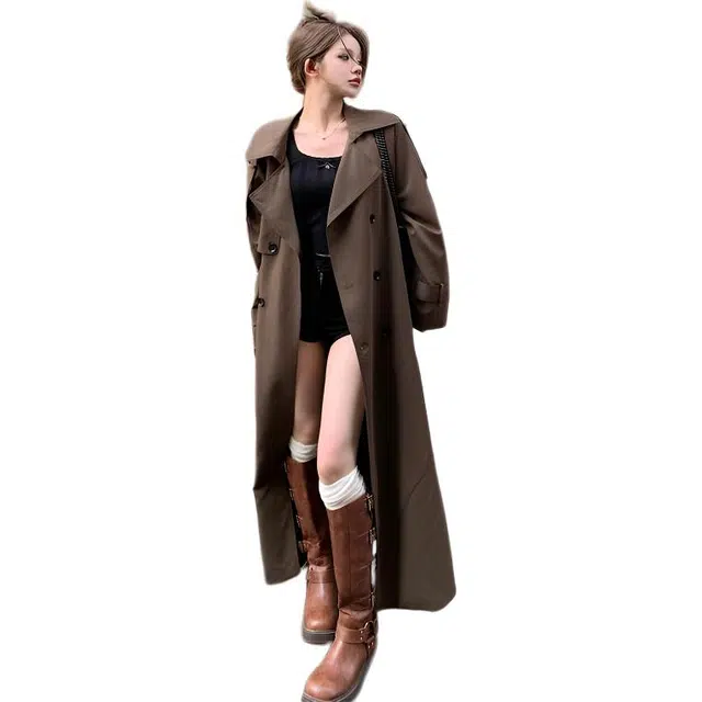 思蓓儿 长款法式高端气质休闲过膝通勤长袖风衣 女款