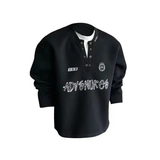 【重磅假两件】布客行 美式复古高街亨利领拼接潮流徽章字母可拆卸别针休闲运动舒适百搭学院嘻哈雅痞亲肤华棉早秋长袖卫衣 男女同款