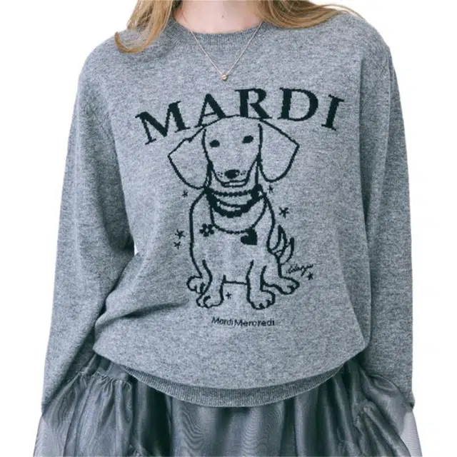MARDI MERCREDI CASHMERE CREW NECK SWING THE TAIL DDANJI PEARL LACE