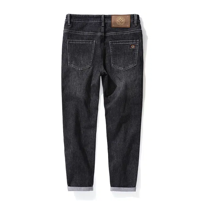 潮人榜 秋季高端美式潮牌刺绣设计感男士裤子修身小脚休闲百搭时尚潮流柔软舒适牛仔裤 男款