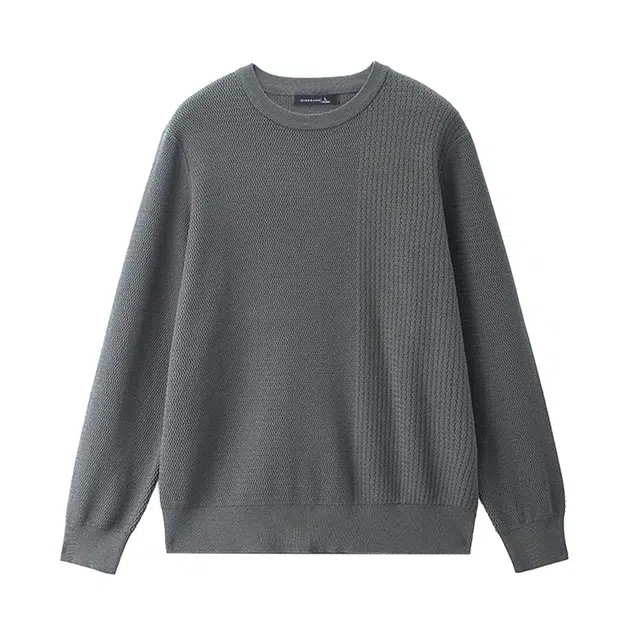 佐丹奴 拼接提花圆领毛织套头针织衫 男款