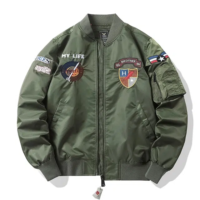 北极绒 飞行员男士韩版刺绣棒球服秋季大码工装外套潮牌夹克 男款