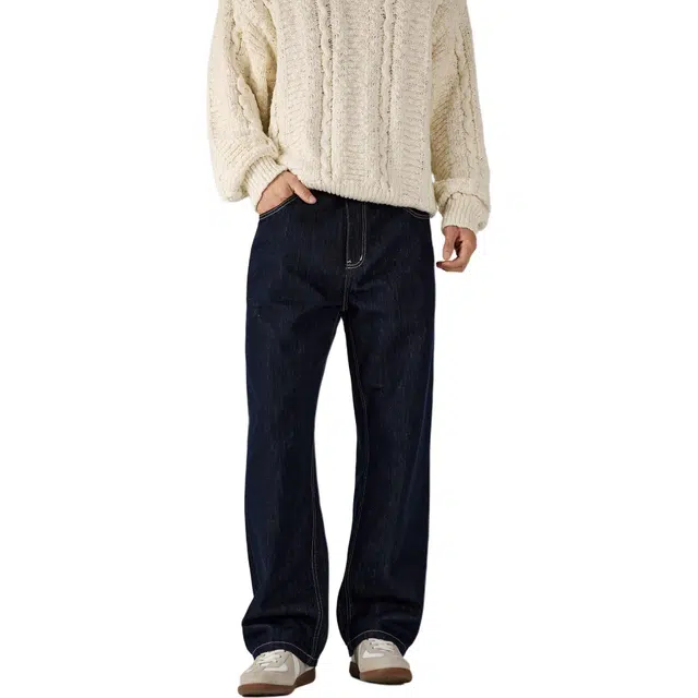 帝狼牛 简风复古原牛丹宁明线高级感慵懒日常通勤 牛仔裤 男女同款