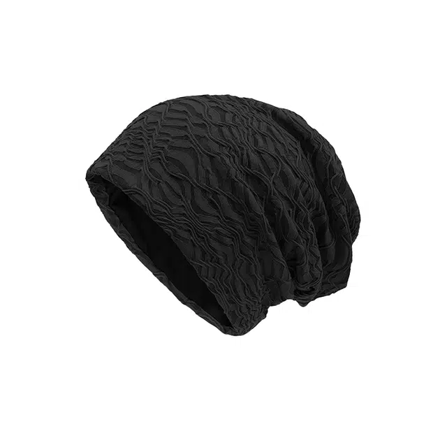 浪莎 法式纯色褶皱蕾丝时尚简约户外百搭堆堆帽休闲小众设计 聚酯纤维  绒线帽 男女同款情侣款